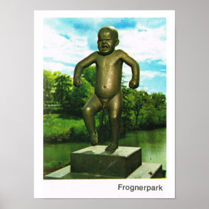 Póster Noruega vintage, Oslo, Parque de esculturas Frogne