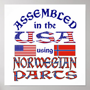 Póster Noruega y bandera noruega