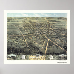 Póster Norwalk, OH Mapa Panorámico - 1870