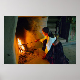Póster Norwegian Woman Tending the Hearth Fire
