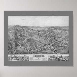 Póster Norwood, MA Vintage Map 1882