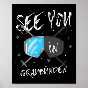 Póster Nos vemos en Graubünden Suiza Vacation Ski Gog
