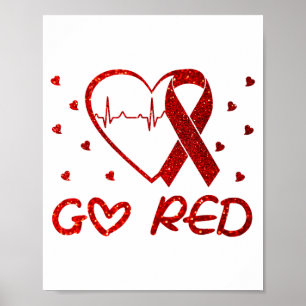 Póster Nosotros usamos rojo en febrero Vaya corazón rojo