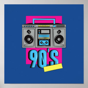 Póster Nostalgia de boombox musical de los años 90