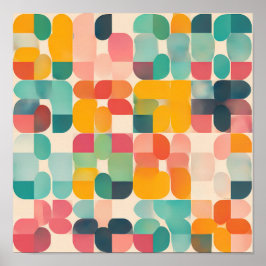 Póster Nostalgic Textile Art: Retro Grid Quilt