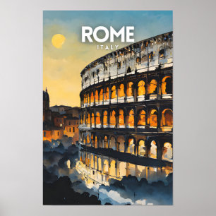 Póster Nostálgico de viajes de Roma