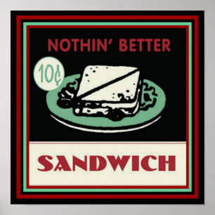Póster Nostálgico "Nada mejor" Poster de sándwich 12 x 12