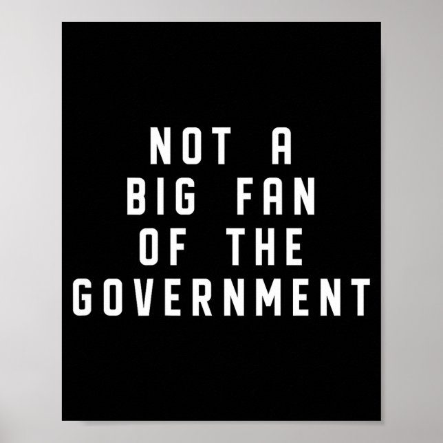 Póster Not A Big Fan Of The Government Funny Sarcasm Sayi (Frente)