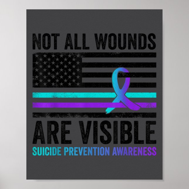 Póster Not All Wounds Are Visible American Flag Suicide P (Frente)