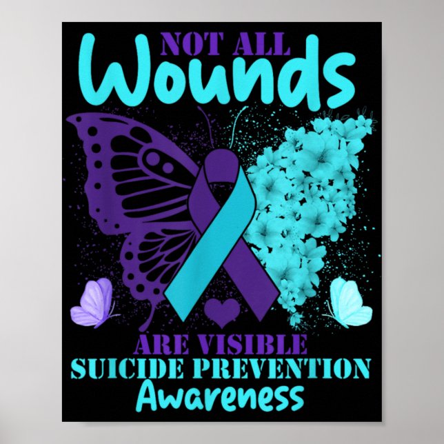 Póster Not All Wounds Are Visible Suicide Awareness  (Frente)