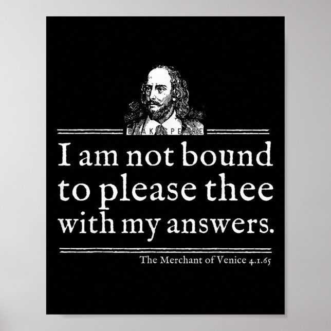 Póster Not Bound To Please Shakespeare Quote Shirt Theate (Frente)