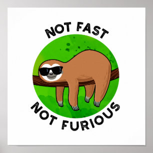 Póster Not Fast Not Furious Funny Movie Sloth Pun 