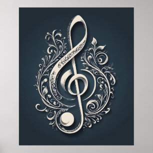 Póster Nota de limpieza musical