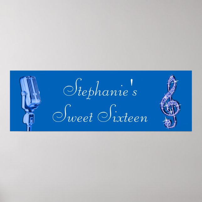 Póster Nota de música espumosa y cumpleaños de micrófono  (Frente)