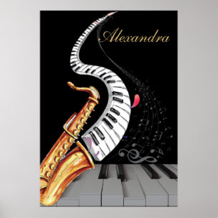 Póster Nota musical Piano personalizado saxofón