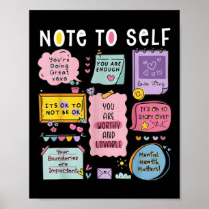 Póster Nota Para Uno Mismo Psicólogo Conciencia De Salud