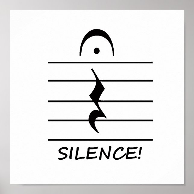Póster Notación musical descansa con silencio (Frente)
