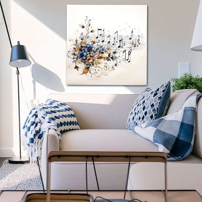 Póster Notas de la música Blue Brown Vines Flowers (Subido por el creador)