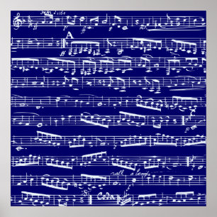 Póster Notas de la música de los azules marinos
