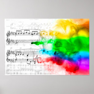 Póster Notas de la música del arco iris