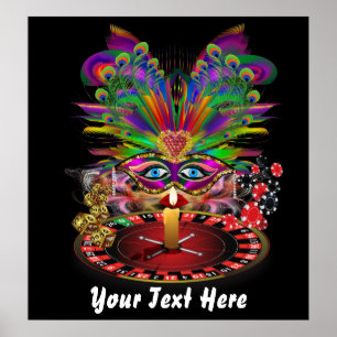 Póster Notas de la Vista de Casino Vegas Queen Fiesta 32"