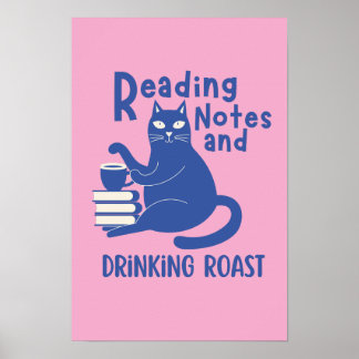 Póster Notas de lectura y asado divertido 