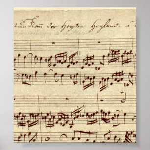 Póster Notas de música antiguas - Hoja de música Bach