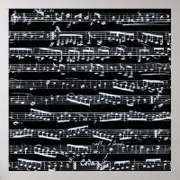 Notas de música en blanco y negro