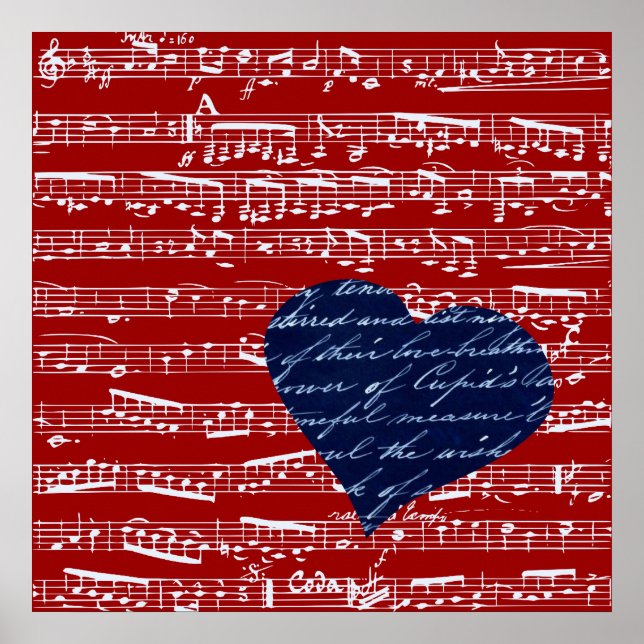 Póster Notas de música roja (Frente)