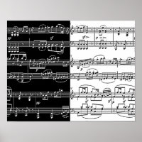 notas medio blancas a medias negras de la música