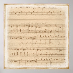 Póster Notas musicales beige vintage