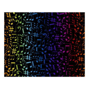 Póster Notas musicales coloridas bailando Música Amantes