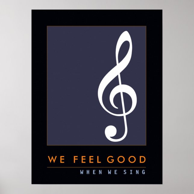 Póster notas musicales de trébol clef, cantos, música ins (Frente)