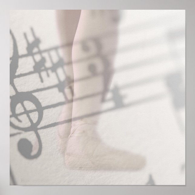 Póster notas musicales de zapatos de ballet (Frente)