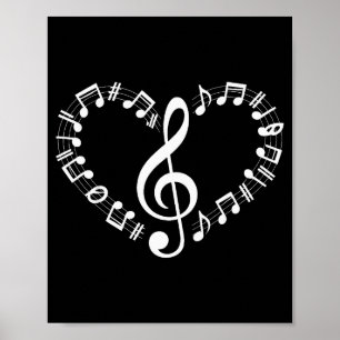 Póster Notas Musicales En Forma De Corazón Amantes De La 