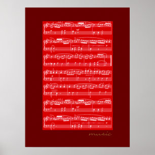 Póster notas musicales impresas en las paredes