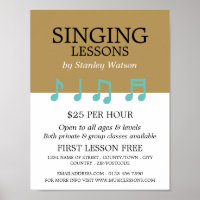 Notas musicales, publicidad de lecciones vocalista