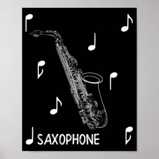 Póster Notas musicales saxofón