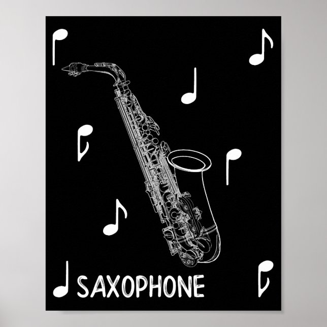 Póster Notas musicales saxofón (Frente)