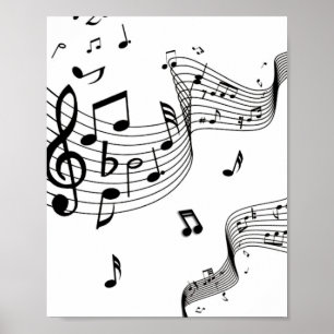 Póster Notas musicales sobre blanco