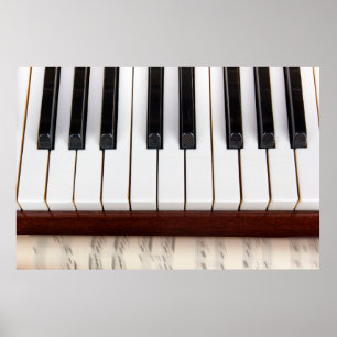 Póster notas musicales sobre el fondo de una pianoacústic