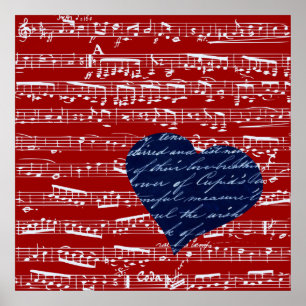 Póster Notas rojas de la música