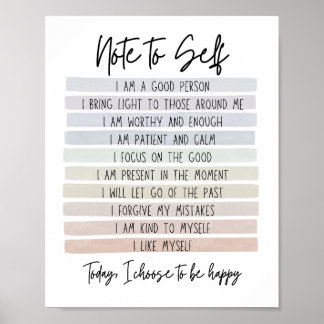 Póster Note to Self Affirmation Poster