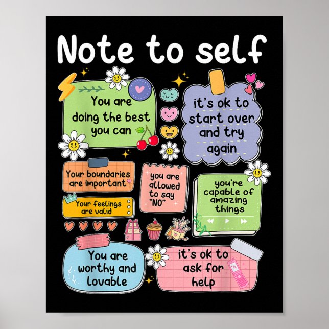 Póster Note To Self, Motivational, Mental Health, Sitive  (Frente)