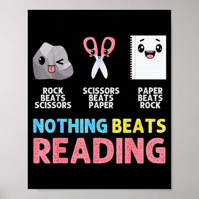 Póster Nothing Beats Reading Funny Rock Paper Scissors  (Frente)