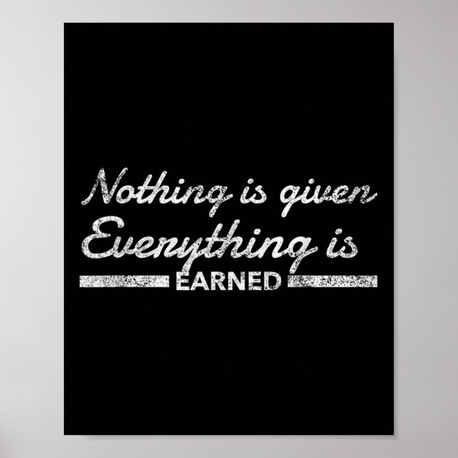Póster Nothing Is Given Everything Is Earned Motivational (Frente)