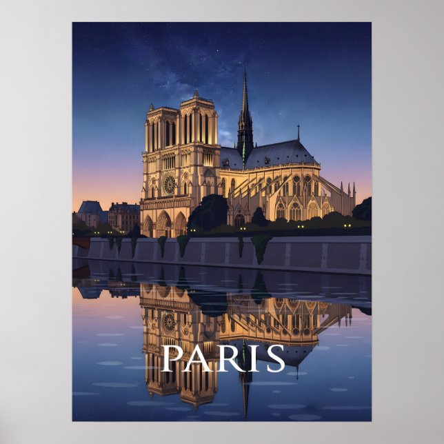 Póster Notre Dame Cathedra Paris Francia (Frente)