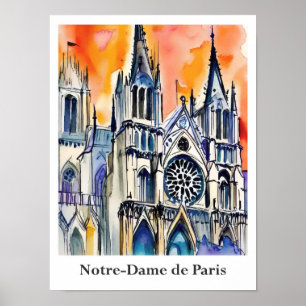 Póster Notre-Dame de Paris - Viaje acuático en Francia