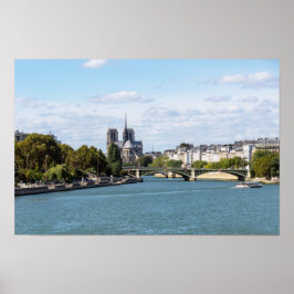 Póster Notre Dame de París y el río Sena - Francia