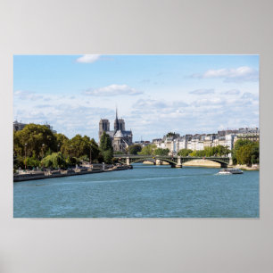 Póster Notre Dame de París y el río Sena - Francia